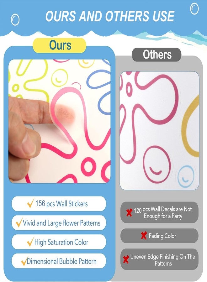 Vozekrod 156PCS Under The Sea Wall Decals – Colorful Bubble & Flower Stickers for Kids Room, Bathroom, Windows, Laptop, Birthday Party Decor – 6 Sheets 30x20cm, Static Cling, Removable, Ocean Theme - Image 5